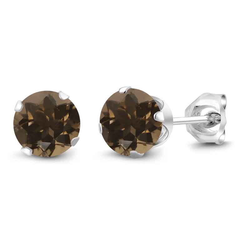 Gem Stone King Brown Smoky Quartz Sterling Silver Studs photo 1