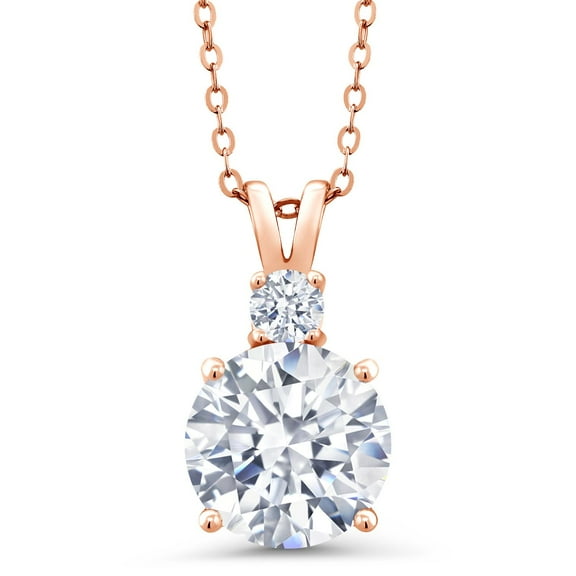 Gem Stone King 925 Sterling Silver CZ Simulated Diamond 2-Stone Pendant Necklace for Women (6.50 Cttw, Round 10MM, Round 3.5MM, With 18 inch Chain)