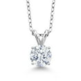 thumbnail image 1 of Gem Stone King 925 Sterling Silver CZ Simulated Diamond Pendant Necklace for Women (1.28 Cttw, Round 8MM,  with 18 inch Chain), 1 of 3
