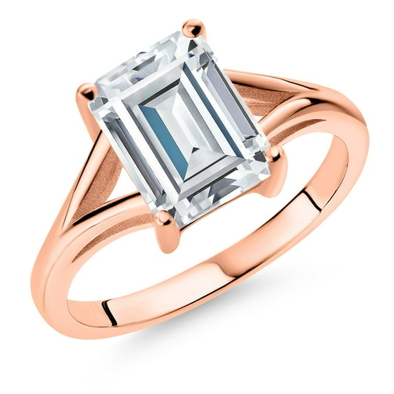 Gem Stone King 925 Sterling Silver CZ Simulated Diamond Solitaire Engagement Ring for Women (4.02 Cttw, Emerald Cut 9X7MM, Available in Size 5,6,7,8,9)
