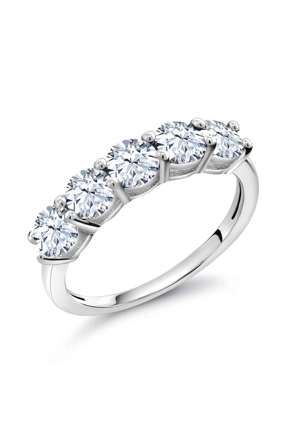 925 Sterling Silver CZ Simulated Diamond Wedding Band Ring for Women (0.85 Cttw, Round 3.5MM, Available in Size 5,6,7,8,9)