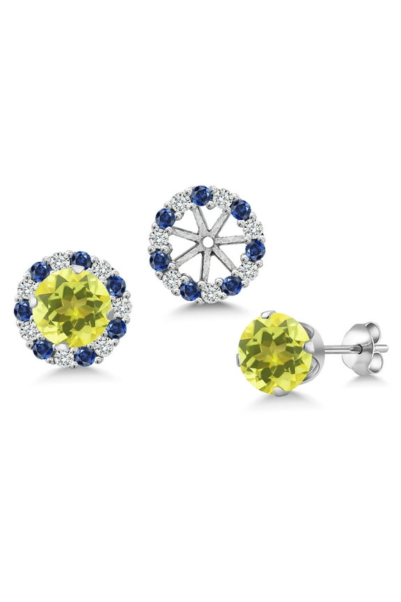 925 Sterling Silver Canary Mystic Topaz Earrings with Jackets for Women | 2.00 Cttw | Gemstone November Birthstone | Round 6MM