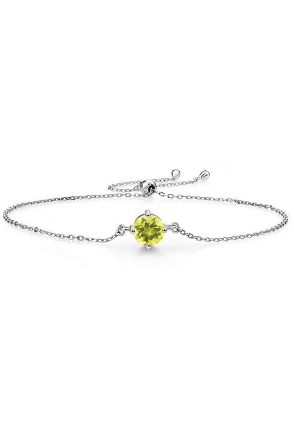 925 Sterling Silver Canary Mystic Topaz Solitaire Bracelet for Women (1.00 Cttw, Round Cut 6MM)