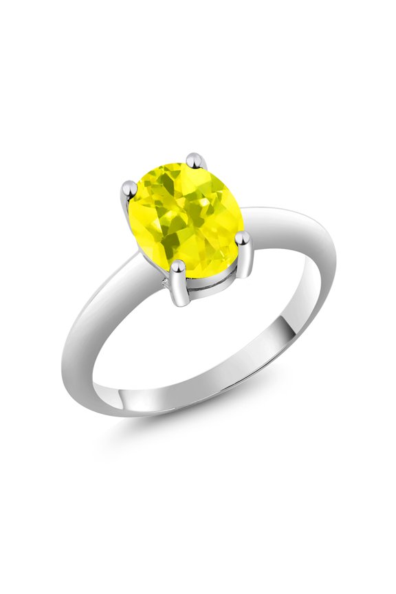 925 Sterling Silver Canary Mystic Topaz Solitaire Engagement Ring for Women | 2.30 Cttw | Oval 9X7MM | Gemstone November Birthstone | Size 6