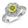 thumbnail image 1 of Gem Stone King 925 Sterling Silver Canary Mystic Topaz and White Moissanite Engagement Ring for Women (1.39 Cttw, Center 6MM, Gemstone, Available in Size 5, 6, 7, 8, 9), 1 of 6