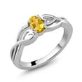 thumbnail image 1 of Gem Stone King 925 Sterling Silver Citrine Engagement Ring for Women (0.40 Cttw, Oval 6X4MM, Gemstone Birthstone, Available in Size 5, 6, 7, 8, 9), 1 of 4