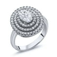 thumbnail image 1 of Gem Stone King 925 Sterling Silver Cocktail Ring Set with Near Colorless Oval 1.87cttw Moissanite (Size 9), 1 of 2
