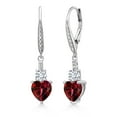 thumbnail image 1 of Gem Stone King 925 Sterling Silver Crimson Red Mystic Topaz and White Lab Grown Diamond Drop Dangle Earrings for Women (3.17 Cttw, Heart Shape 7MM, Round 4MM), 1 of 4