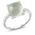 thumbnail image 1 of Gem Stone King 4.00 Cttw Cushion Cabochon Green Prasiolite Ring for Women | 925 Sterling Silver  | Size 9, 1 of 5