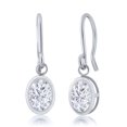 thumbnail image 1 of Gem Stone King 925 Sterling Silver Dangle Earrings Frenchwire Oval Moissanite (1.80 Cttw), 1 of 4