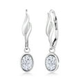 thumbnail image 1 of Gem Stone King 925 Sterling Silver Dangle Earrings Set Oval Near Colorless 1.80cttw Moissanite, 1 of 4