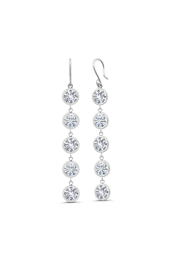 925 Sterling Silver Earrings Created Sapphire Moissanite (9.20 Cttw)