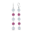 thumbnail image 1 of Gem Stone King 925 Sterling Silver Earrings Round Aquamarine Pink Moissanite (7.70 Cttw), 1 of 2