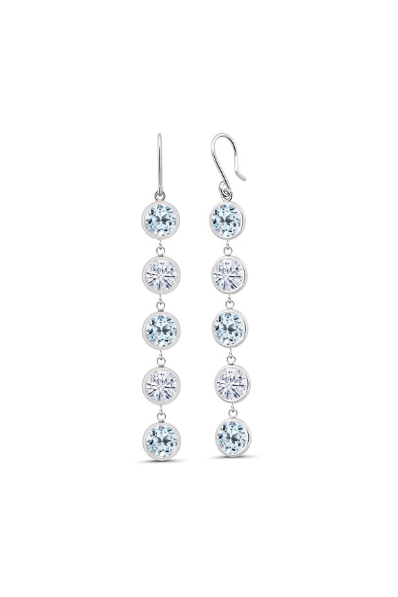 925 Sterling Silver Earrings Round Topaz Moissanite (9.20 Cttw)
