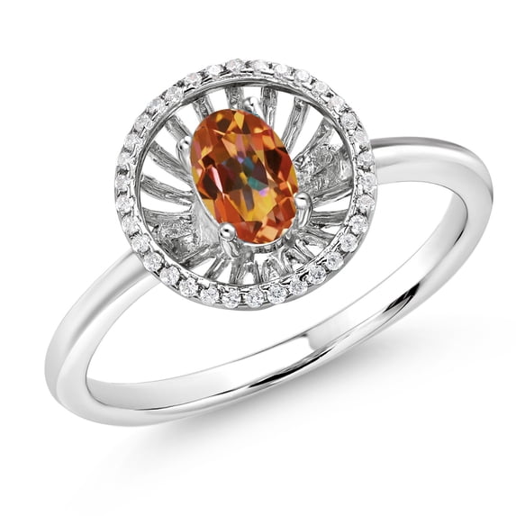 Gem Stone King 925 Sterling Silver Ecstasy Mystic Topaz Ring for Women (0.98 Cttw, Oval 6X4MM, Gemstone Birthstone, Size 8)