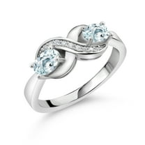 Gem Stone King 925 Sterling Silver Engagement Ring Oval Aquamarine and Moissanite (1.07 Cttw) (Size 7)