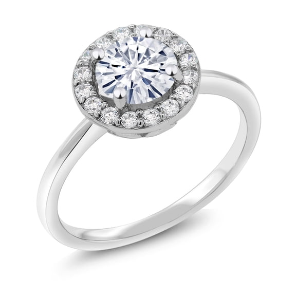 Gem Stone King 925 Sterling Silver Engagement Ring Set with Moissanite (1.44 Cttw) (Size 9)