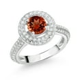 thumbnail image 1 of Gem Stone King 925 Sterling Silver Engagement Ring for Women Set with Garnet and Moissanite (1.61 Cttw), 1 of 4