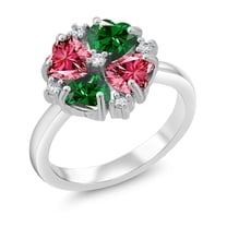 Gem Stone King 925 Sterling Silver Fancy Pink Zirconia Ring for Women (1.84 Cttw, Heart Shape 5MM, Gemstone Birthstone, Size 7)