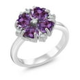 thumbnail image 1 of Gem Stone King 925 Sterling Silver Fancy Purple Zirconia Ring for Women (1.84 Cttw, Heart Shape 5MM, Gemstone Birthstone, Size 9), 1 of 3