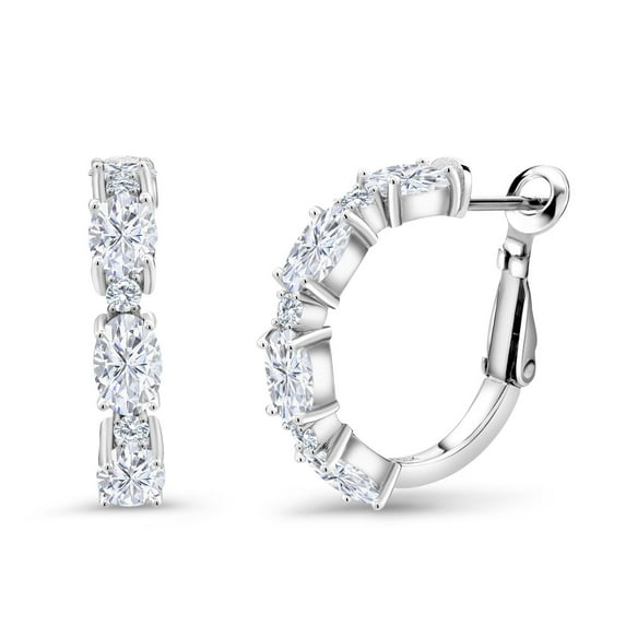 Gem Stone King 925 Sterling Silver G-H Lab Grown Diamond Earrings Set with Moissanite (4.23 Cttw)
