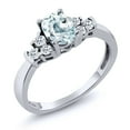 thumbnail image 1 of Gem Stone King 925 Sterling Silver Gemstone Birthstone and White Topaz Engagement Ring for Women | Center Oval 6X4MM and Round 2MM Accents | Wedding Anniversary Promise Ring | Sizes 6, 1 of 5