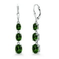 thumbnail image 1 of Gem Stone King 925 Sterling Silver Green Chrome Diopside 3 Stone Dangle Earrings for Women (4.90 Cttw, Gemstone Birthstone, Oval 8X6MM, 7X5MM and 6X4MM), 1 of 6