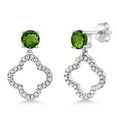 thumbnail image 1 of Gem Stone King 925 Sterling Silver Green Chrome Diopside Earrings for Women (1.67 Cttw, Round 5MM), 1 of 3