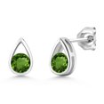 thumbnail image 1 of Gem Stone King 925 Sterling Silver Green Chrome Diopside Teardrop Stud Earrings for Women Men (1.00 Cttw, Gemstone Birthstone, Round 5MM), 1 of 4