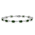 thumbnail image 1 of Gem Stone King 925 Sterling Silver Green Chrome Diopside and White Moissanite Tennis Bracelet for Women (7.51 Cttw, Gemstone Birthstone, Oval 6X4MM, 7 inch), 1 of 5