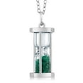 thumbnail image 1 of Gem Stone King 925 Sterling Silver Hourglass Pendant Necklace for Women with 0.75 Ct Emerald Dust and 18 inch Silver Chain, 1 of 6