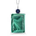 thumbnail image 1 of Gem Stone King 925 Sterling Silver Green Malachite and Blue Sapphire Pendant Necklace for Women (18.35 Cttw, Emerald Cut 18X13MM, With 18 inch Silver Chain), 1 of 4