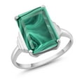 thumbnail image 1 of Gem Stone King 925 Sterling Silver Green Malachite Ring for Women (10.00 Cttw, Emerald Cut 14X10MM, Gemstone Birthstone, Available in Size 5, 6, 7, 8, 9), 1 of 4