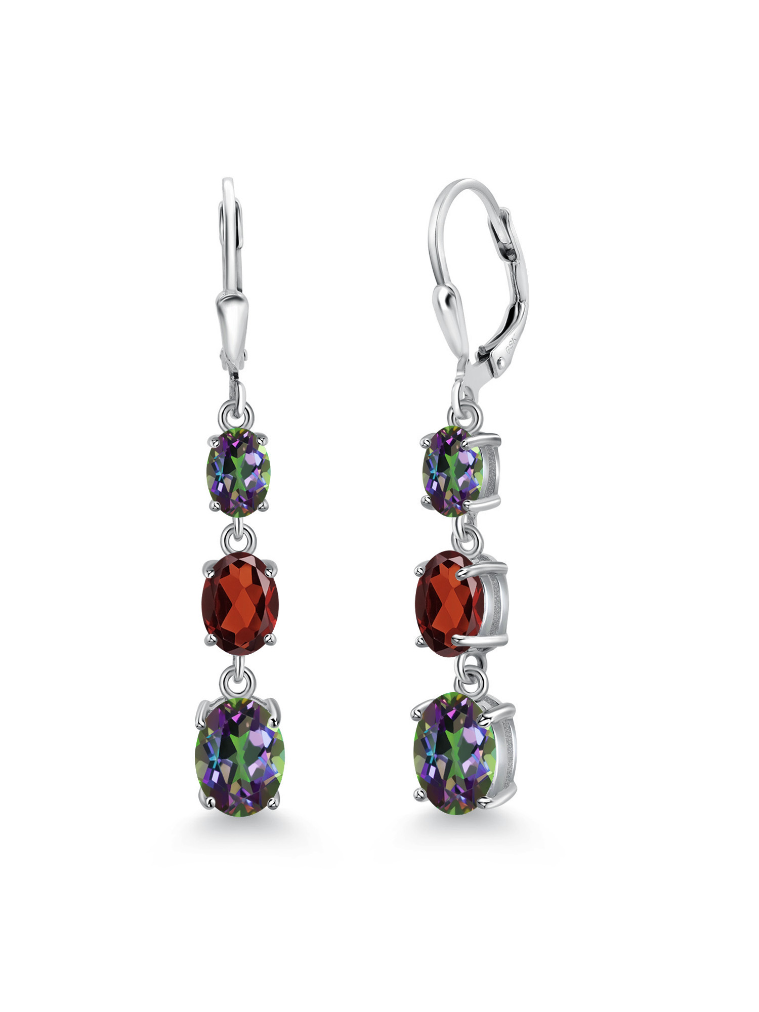 V3 Jewelry Sterling Silver Set of Two Green Mystic Topaz and Natural White Topaz Stud Earring main image 1