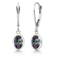 thumbnail image 1 of Gem Stone King 925 Sterling Silver Green Mystic Topaz Drop Dangle Leverback Earrings for Women (3.15 Cttw, Gemstone, Oval 8X6MM), 1 of 4