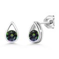 thumbnail image 1 of Gem Stone King 925 Sterling Silver Green Mystic Topaz Teardrop Stud Earrings for Women Men (1.10 Cttw, Gemstone November Birthstone, Round 5MM), 1 of 4