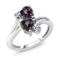 thumbnail image 1 of Gem Stone King 925 Sterling Silver Green Mystic Topaz and White Moissanite Ring for Women (1.93 Cttw, Heart Shape 6MM, Gemstone Birthstone, Available in Size 5, 6, 7, 8, 9), 1 of 6