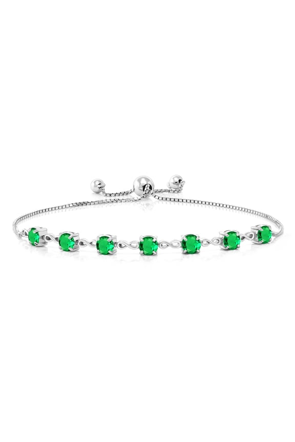 925 Sterling Silver Green Nano Emerald Infinity Tennis Bracelet for Women (2.80 Cttw, Gemstone May Birthstone, Round 4.5MM, Fully Adjustable up to 9 inch)