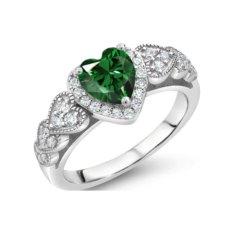 Sterling Silver 6mm Gemstone Heart And Diamond Rings Sterling Silver 6mm Gemstone Heart And Diamond Rings