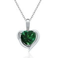 thumbnail image 1 of Gem Stone King 925 Sterling Silver Green Nano Emerald and White Diamond Heart Shape Pendant Necklace for Women (1.52 Cttw, Heart 8MM, Gemstone May Birthstone, with 18 inch Chain), 1 of 3