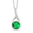thumbnail image 1 of Gem Stone King 925 Sterling Silver Green Nano Emerald and White Diamond Infinity Pendant Necklace for Women | 0.84 Cttw | Gemstone May Birthstone | Round 6MM | with 18 inch Silver Chain, 1 of 4
