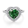 thumbnail image 1 of Gem Stone King 925 Sterling Silver Green Nano Emerald and White Moissanite 10MM Heart Shape Ring for Women (3.69 Cttw, Available in Size 5, 6, 7, 8, 9), 1 of 4