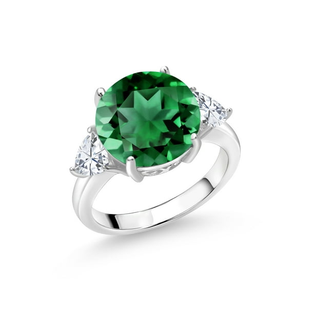 Gorgeous Nano Green Emerald Sterling Silver Promise Ring deals