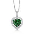 thumbnail image 1 of Gem Stone King 925 Sterling Silver Green Nano Emerald and White Moissanite Pendant Necklace for Women (5.94 Cttw, Heart Shape 12MM, with 18 inch Silver Chain), 1 of 3