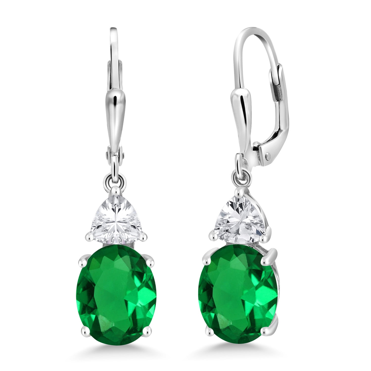 925 Sterling Silver Green Simulated Emerald Dangle Kuwait Ubuy