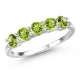 thumbnail image 1 of Gem Stone King 925 Sterling Silver Green Peridot 5 Stone Band Ring for Women (1.50 Cttw, Gemstone Birthstone, Available in Size 5, 6, 7, 8, 9), 1 of 6