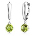 thumbnail image 1 of Gem Stone King 925 Sterling Silver Green Peridot Dangle Earrings for Women | 2.00 Cttw | Gemstone August Birthstone | Round 6MM, 1 of 6