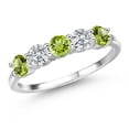 thumbnail image 1 of Gem Stone King 925 Sterling Silver Green Peridot and E - F Lab Grown Diamond Wedding-Bands Ring for Women | 1.44 Cttw | Round 4MM | Gemstone August Birthstone | Size 9, 1 of 6