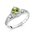 thumbnail image 1 of Gem Stone King 925 Sterling Silver Green Peridot Engagement Ring for Women (1.49 Cttw, Round 5MM, Gemstone August Birthstone, Size 7), 1 of 4