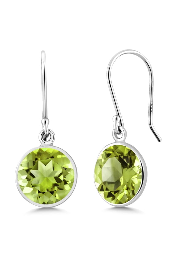 4.00 Cttw Green Peridot French Wire Dangle Hook Earrings for Women | 925 Sterling Silver | Gemstone Birthstone | Round 9MM | Fine Jewelry Gifts for Her Mom Women Wife